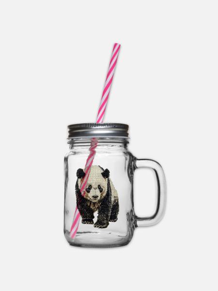 Panda - Henkelglas mit Schraubdeckel - Klar