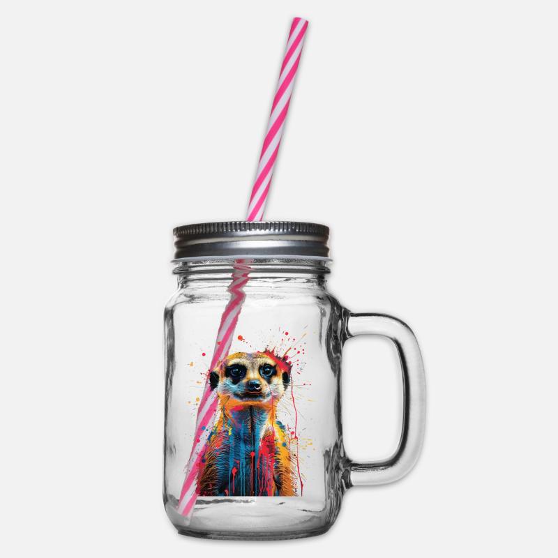 Erdmännchen - Henkelglas mit Schraubdeckel - Klar