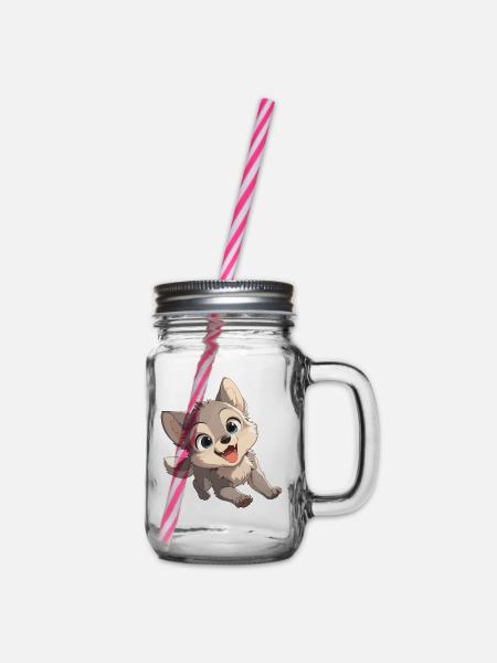 Wölfe Wolf - Henkelglas mit Schraubdeckel - Klar