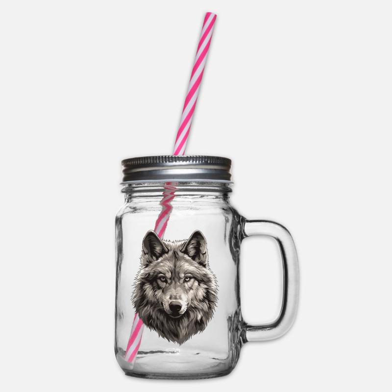 Wölfe Wolf - Henkelglas mit Schraubdeckel - Klar