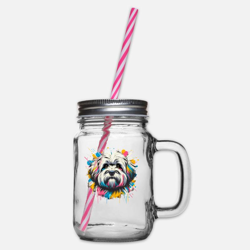 Colorful Splash Art Coton de Tuléar - Bocal à boisson - transparent