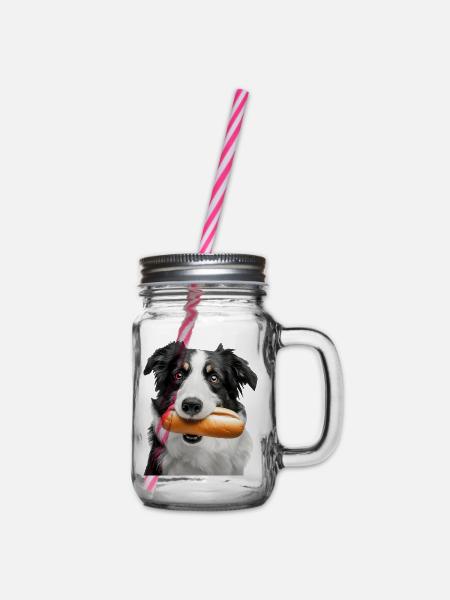 Border Collie - Henkelglas mit Schraubdeckel - Klar