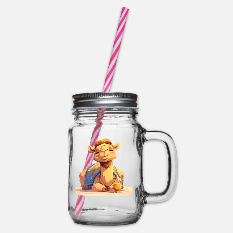 Camel Kamele Kamel - Henkelglas mit Schraubdeckel - Klar