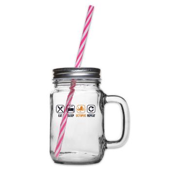Eat Sleep Octopus Repeat Octopodes Octopoda Lover - Glass jar with handle and screw cap - clear - Right