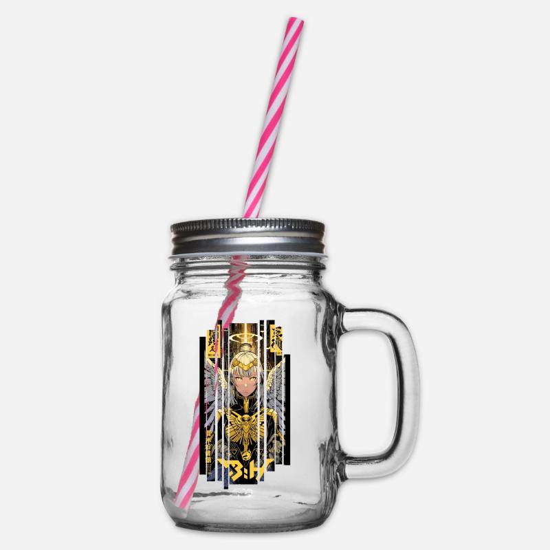 Ver.1 - Cyborg Engel oder Kanji - Henkelglas mit Schraubdeckel - Klar