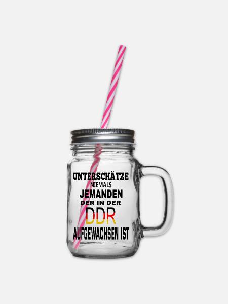 DDR Flag Design auf Kleidung - Henkelglas mit Schraubdeckel - Klar