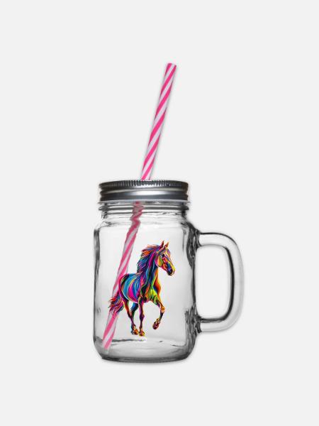 Pferd - Henkelglas mit Schraubdeckel - Klar