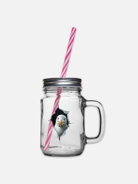 Möwe - Henkelglas mit Schraubdeckel - Klar