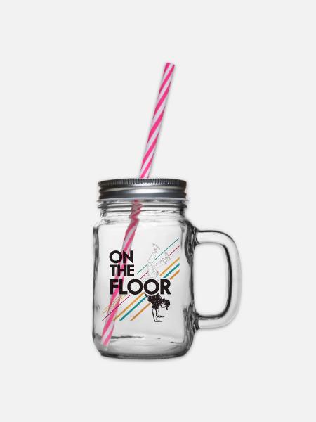 On The Floor – Cooles Breakdance Design - Henkelglas mit Schraubdeckel - Klar