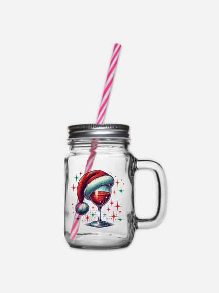 Weihnachtlicher Weingenuss Mit Glanz - Henkelglas mit Schraubdeckel - Klar