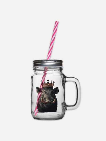 Warzenschwein - Henkelglas mit Schraubdeckel - Klar