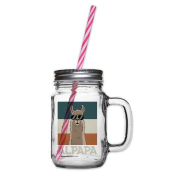 Papa Alpaga Papa Drôle Lama Cadeau de Fête des Pères - Bocal à boisson - transparent - Droite