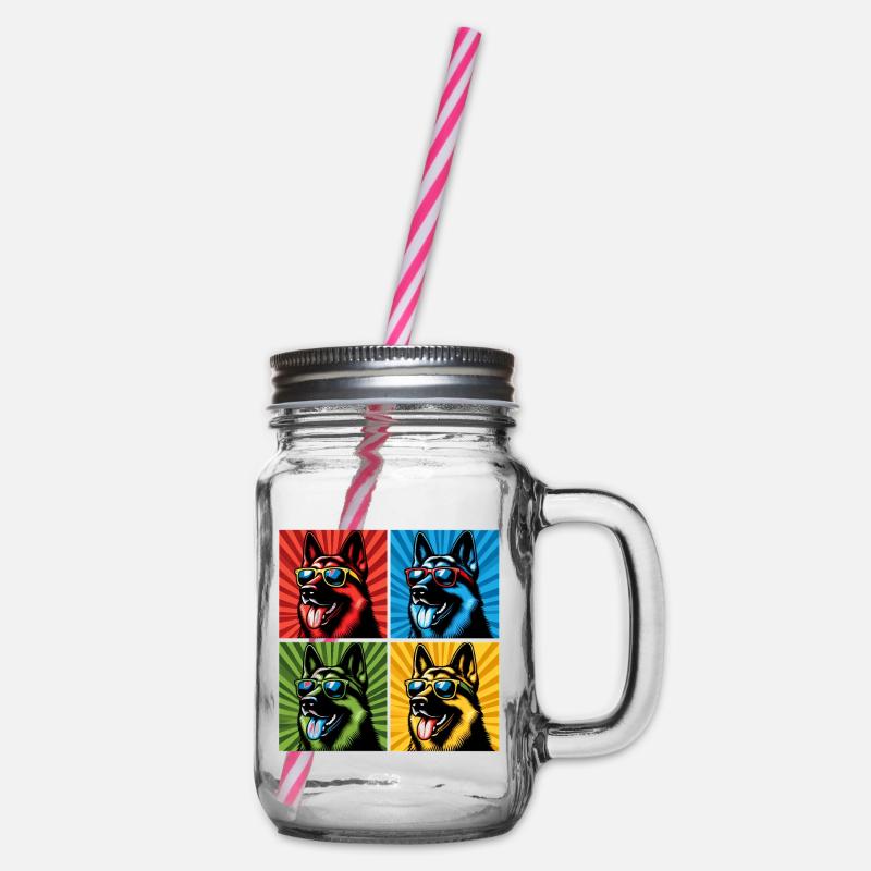 Schäfer Pop Art Bär, Teddy, Keks, Waffeln - Henkelglas mit Schraubdeckel - Klar