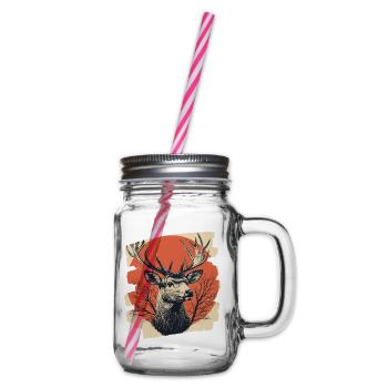 Hirsch mit Geweih - Henkelglas mit Schraubdeckel - Klar - Rechts