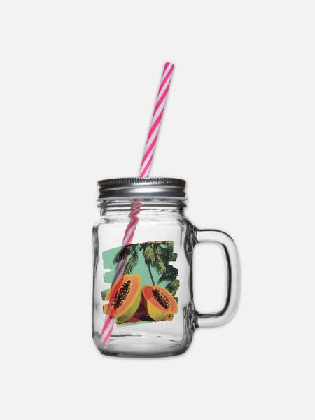 Papaya - Henkelglas mit Schraubdeckel - Klar