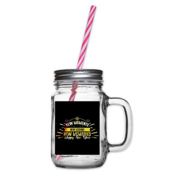 Newyear 4 - Glass jar with handle and screw cap - clear - Right