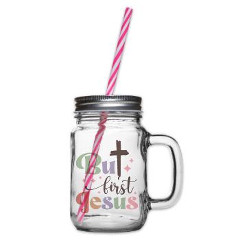 But first Jesus - Henkelglas mit Schraubdeckel - Klar - Rechts