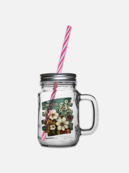 Frühling Frühlingsanfang Blume Blumen - Henkelglas mit Schraubdeckel - Klar