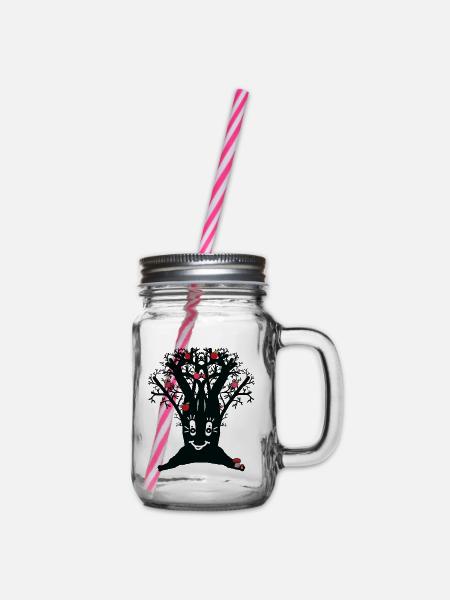 lustiger Apfelbaum Apfel Äpfel - Henkelglas mit Schraubdeckel - Klar