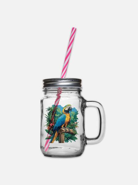 Papageie Papagei - Henkelglas mit Schraubdeckel - Klar