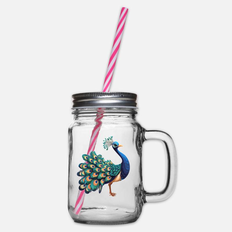 Pfaue Pfau - Henkelglas mit Schraubdeckel - Klar