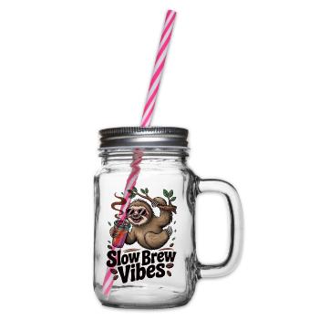 Slow Brew – Faultier-Style - Henkelglas mit Schraubdeckel - Klar - Rechts