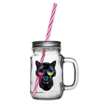 Panther Leopard Raubkatze Süße Großkatze Panter - Henkelglas mit Schraubdeckel - Klar - Rechts
