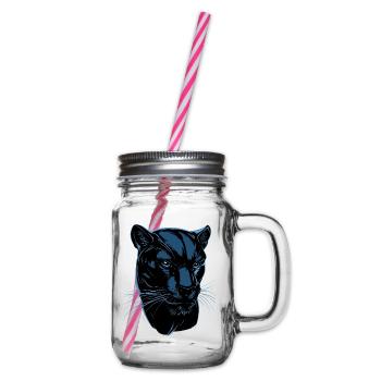 Panther Leopard Raubkatze Süße Großkatze Panter - Henkelglas mit Schraubdeckel - Klar - Rechts