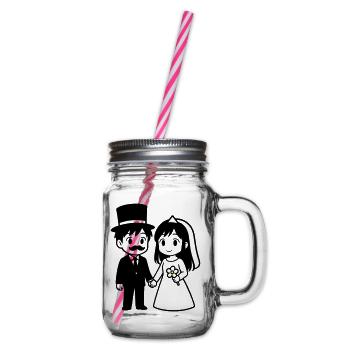 Brautpaar Ehepaar Anime - Henkelglas mit Schraubdeckel - Klar - Rechts