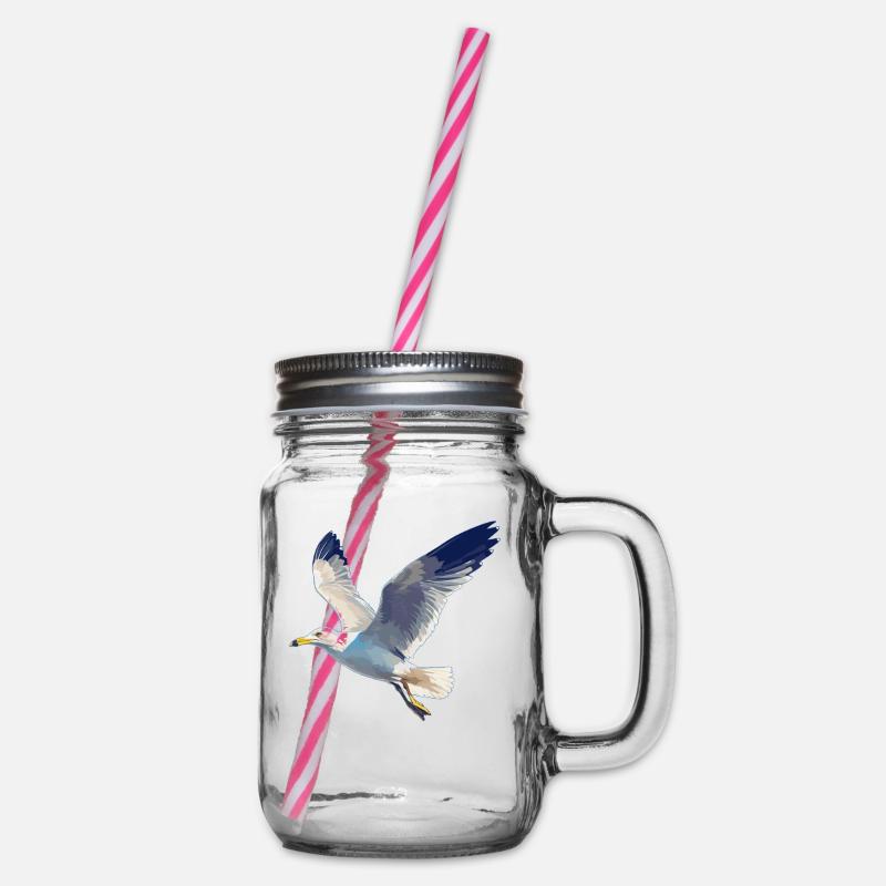 Möwen Möwe - Henkelglas mit Schraubdeckel - Klar
