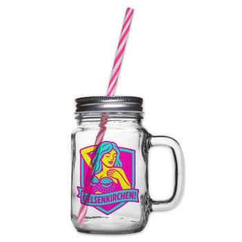 Gelsenkirchen Superstar in pink - Henkelglas mit Schraubdeckel - Klar - Rechts