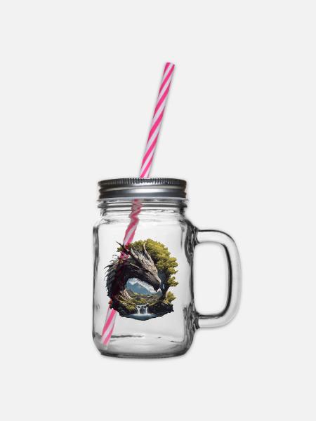 Drachen Drache - Henkelglas mit Schraubdeckel - Klar