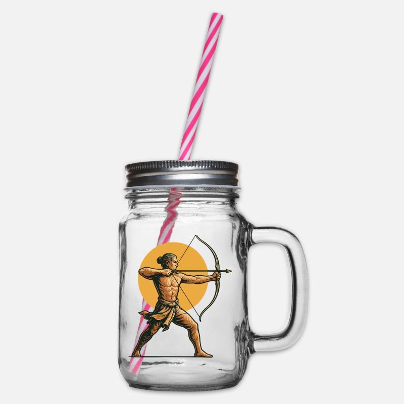 Archer Aim Bogenschießen Bogen Ziel Retro Design - Henkelglas mit Schraubdeckel - Klar