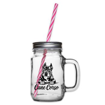 Cane Corso Dog Lover Design for Animal Lovers - Glass jar with handle and screw cap - clear - Right