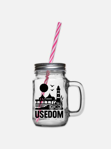 Usedom Insel - Henkelglas mit Schraubdeckel - Klar