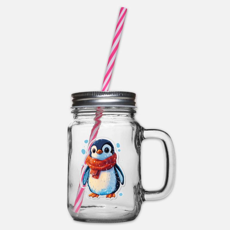 Pinguin - Henkelglas mit Schraubdeckel - Klar