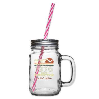 49th Birthday | Original December 1976 - Glass jar with handle and screw cap - clear - Right