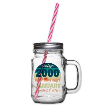 Birthday January 2000 Gift Vintage Limited - Glass jar with handle and screw cap - clear - Right