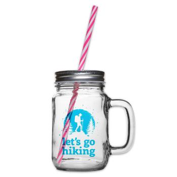 Let's go hiking Bergsteiger Wanderer Silhouette - Henkelglas mit Schraubdeckel - Klar - Rechts