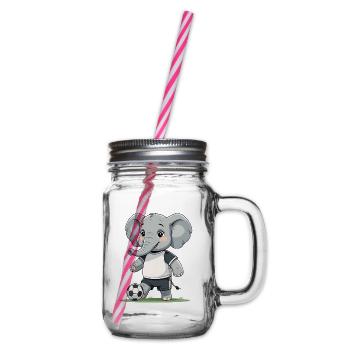Elefant Fußballkicker - Henkelglas mit Schraubdeckel - Klar - Rechts