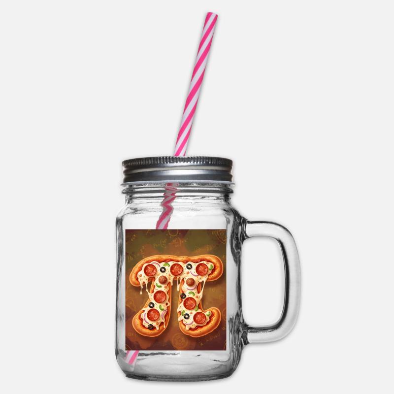 Pi Shape Pizza - Glass jar with handle and screw cap - clear
