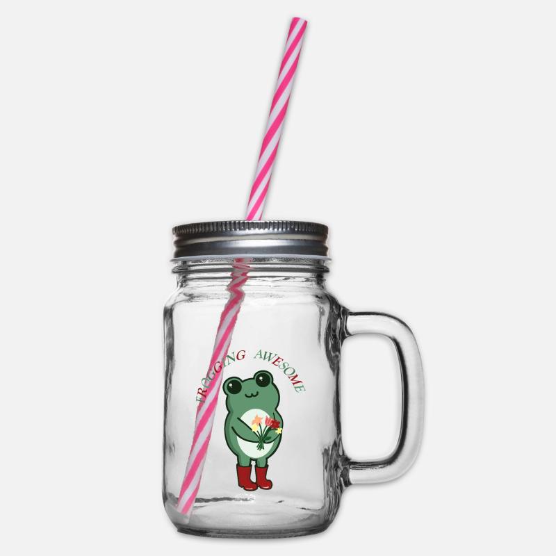 Frogging Awesome – Grenouille mignonne avec des fleurs - Bocal à boisson - transparent