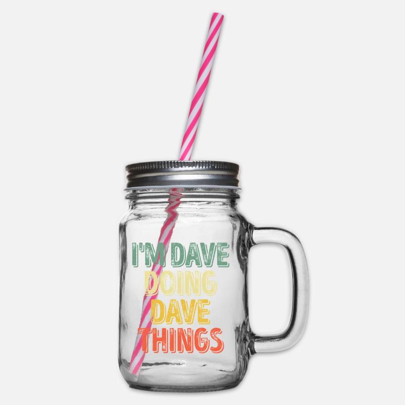 Dave Doing Dave Things - Glass jar with handle and screw cap - clear
