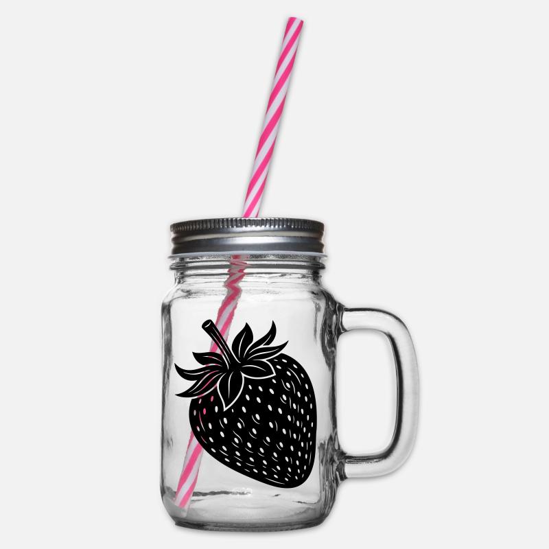 Strawberry Fruit Silhouette - Henkelglas mit Schraubdeckel - Klar