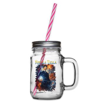 Nikola Portrait - Glass jar with handle and screw cap - clear - Right