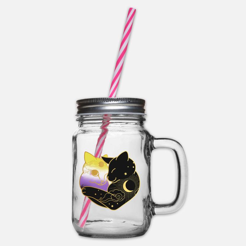 Chat non binaire Celestial Heart Pride Drapeau LGBT - Bocal à boisson - transparent