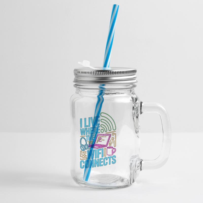 Remote Developer I Live Where The Web Developer Glass jar with handle and screw cap