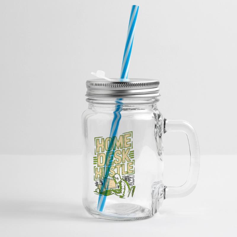 Remote Developer Home Desk Hustle Remote Coder Glass jar with handle and screw cap