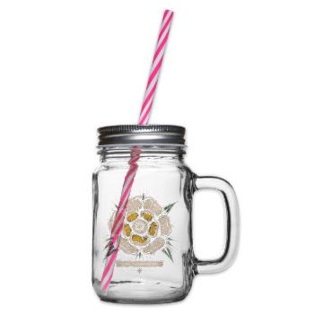 Das Yorkshire White Rose Vintage-Emblem-Design - Henkelglas mit Schraubdeckel - Klar - Rechts