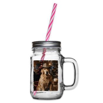 Cowboy Dog Zigarrenbar Golden Retriever - Henkelglas mit Schraubdeckel - Klar - Rechts